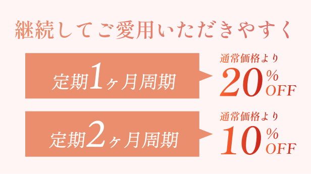 定期1カ月周期の場合、通常価格より20%OFF 2ヵ月の場合10%OFF